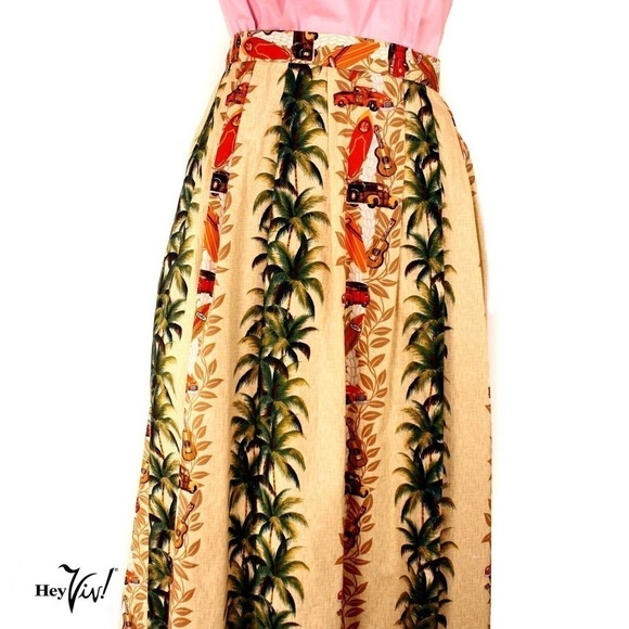 Vintage Skirt Made from Hawaiian Trendtex Fabric w Tropical Theme Sz XL -Hey Viv - Picture 3 of 7